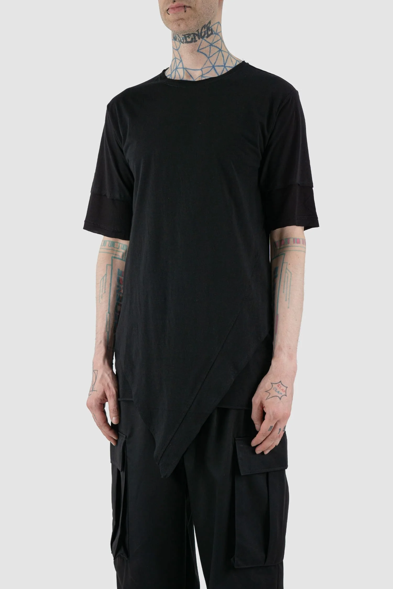 Black Asymmetric Pointed Tack T-Shirt - Image 2